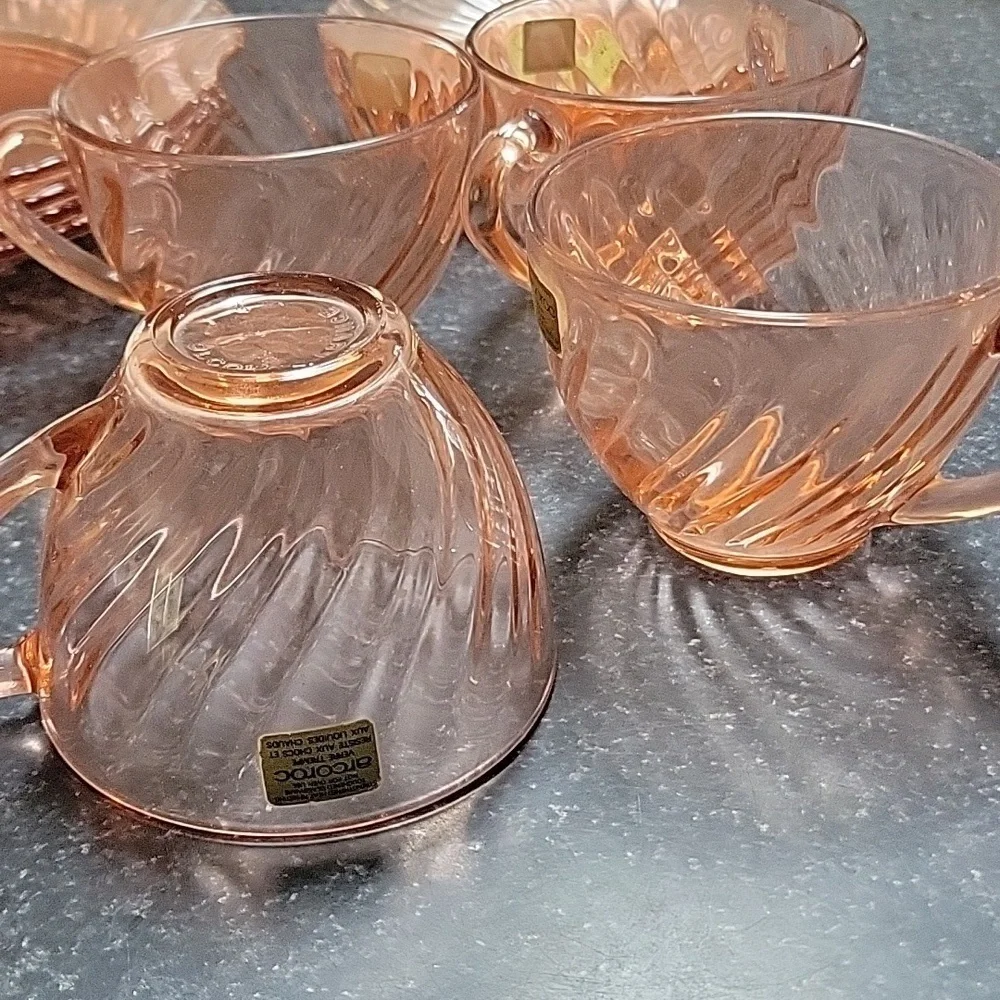 Vintage Arcoroc Dinne Set for 4 Rosaline Made France Midcentury Modern 16 Pieces